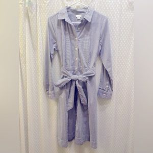 Never worn - Forgot to return! Blue/white seersucker shirt dress with belt